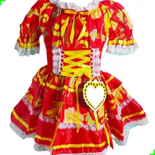 Vestido Festa Junina Tam 16 Caipira C/calça Infantil
