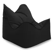 Puff Sillón - Tela Lona Negro - Con Relleno 