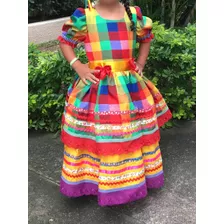 Vestido Junino Infantil (veste 4 A 8 Anos)