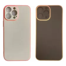 Carcasa Funda Forro Borde Neón + Vidrio Premium Para iPhone