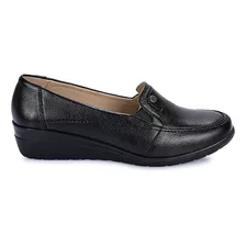 Zapato Mocasín Casual Mujer Cuero Viale Negro Le-2412