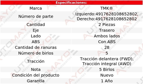 2) Mazas Traseras Con Abs Tmk Cx-9 V6 3.7l Mazda 2009-2015 Foto 2