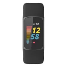 Smartband Fitbit Charge 5 Caja De Aluminio Anodizado Y Acero Inoxidable Quirúrgico Negra Grafito, Malla Negra De Silicona Fb421