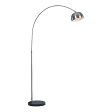 Luminária Chão Piso 190cm Arco Regulável Ajuste Mármore Led Cor Da Estrutura Base Preta / Corpo Prata