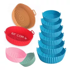 Kit 6 Forma Silicone Forro Reutilizável Air Fryer Fritadeira