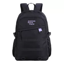 Mochila Estudiantes Aoking Bn2032 Color Negro Diseño De La Tela Liso