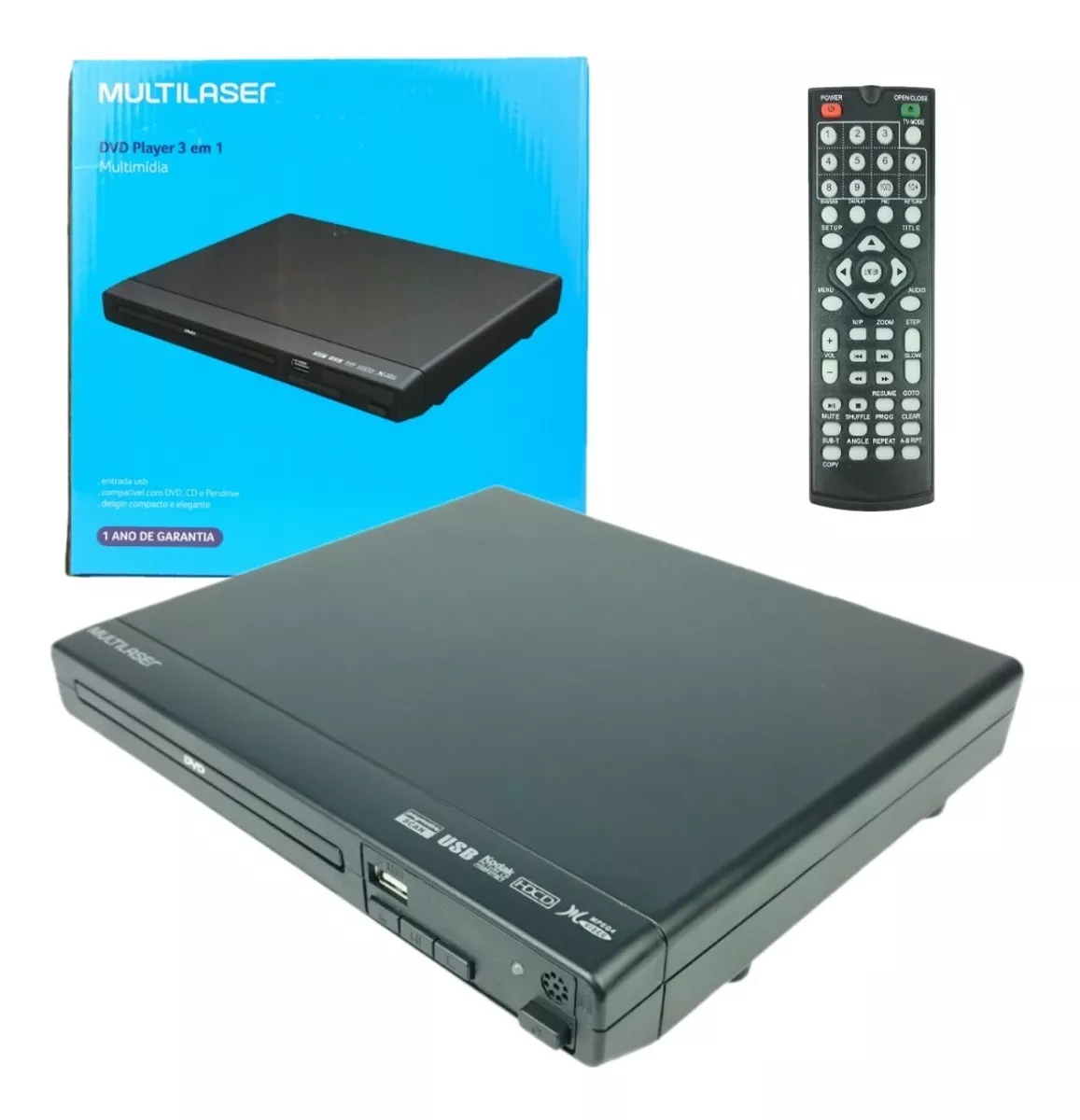 Dvd Player Multilaser 3 Em 1 Cd Dvd Pendrive Bivolt Sp391