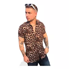 Camisa Masculina Floral Listrada Estampada Viscose