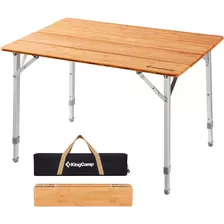 Mesa De Camping Plegable Ligera Y Estable Kingcamp De Bambú.