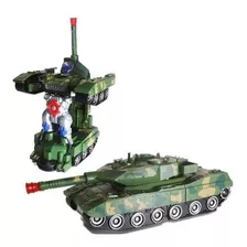 Carro Combat Tank Vira Robô Com Som E Luz 28 Cm Um Show !