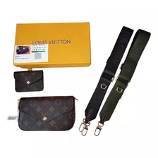 Pochette Tipo Lv Félicie Café Con Correas (reacondicionada)