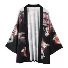 Chamarra Tipo Kimono Yukata Dragón Chino Para Hombre Y Mujer