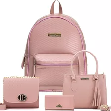 Kit Bolsa Feminina Mochila Grande+média +bolsinha Top Lindas