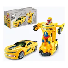 Carrinho Amarelo Vira Super Robo Trasformes Bate Volta Top