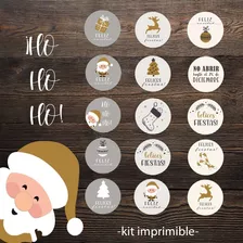 Kit Imprimible - Navidad Golden.