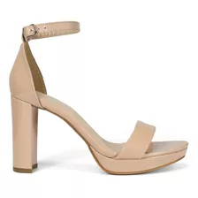 Sandalia Dama Lady Paulina Tacon Alto Beige Charol 99532