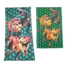 Kit Toalha Dinossauro T-rex De Banho E Mão Infantil 