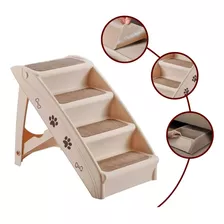 Escalera Plegable Para Mascotas Perros Y Gatos De 4 Niveles Color Beige