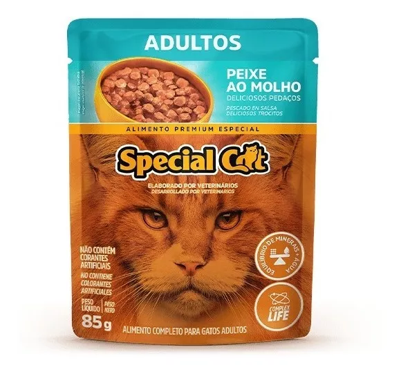 Ração Special Cat Sachê Gatos Peixe Alimento Úmido 85g