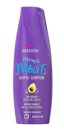 Shampoo Aussie Miracle Moist De Aguacate En Botella De 360ml