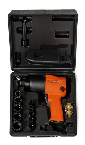 Llave Pistola Impacto Neumatica Hamilton 1/2 Kit 17 Pz 610nm Cod. Hn30k Dgm Naranja 50
