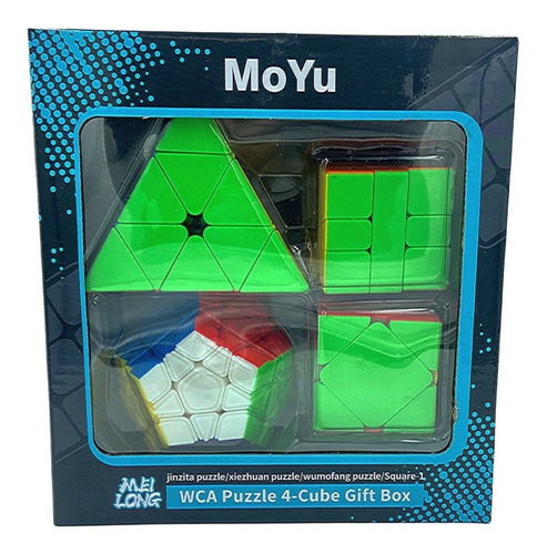 Kit Cubo Mágico Moyu Pyraminx + Megaminx + Skewb + Square-1