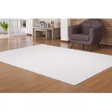 Tapete Sala Bangor Branco 2,30x3,00 Pele Coelho Sintético