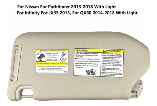 Parasol Izquierdo Derecho Beige Para Nissan Pathfinder 2013- Foto 4