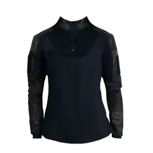 Camiseta Tática Feminina Bélica - Camuflada Multicam Black