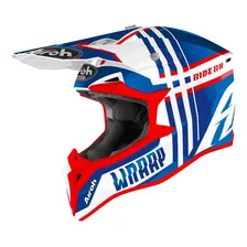 Cascos Para Motocross Airoh Original Wraap Broken Azul/rojo