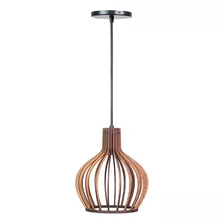 Luminária Lustre Pendente Mdf Redondo Rústico Munique 20cm