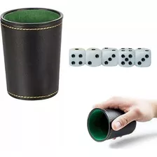 Juego De 4 Cachos Eco Cuero Negro Simplit, Taza De Dados