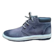 Bota Botineta Hombre Gummi Negro/gris De Gamuza Acordonados