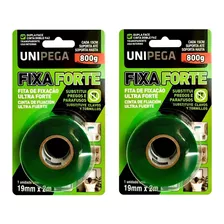 2 Pç Fita Dupla Face Fixa Ultra Forte 19mm X 2m Unipega Cor Água Liso