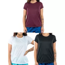 Kit 3 Camisetas Femininas Dry Fit Academia
