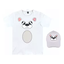  Camiseta Festa Aniversario Safári-panda-boné 