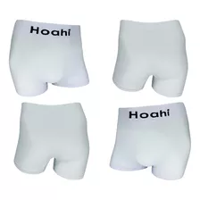 Cueca Boxer Branca Hoahi Premium Poliamida - Kit Com 4