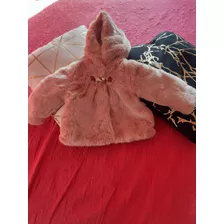 Abrigo Piel Para Bebé Marca Zara 12m Color Rosa.
