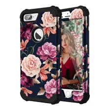 Funda Para iPhone 7 Plus/8 Plus - Negra Con Flores