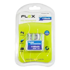 Pilhas Aaa Recarregáveis 1100 Mah Flex Gold C/ 4 Unidades