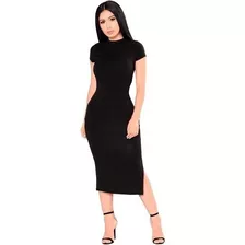 Vestido Midi Social Manguinha Gola Alta