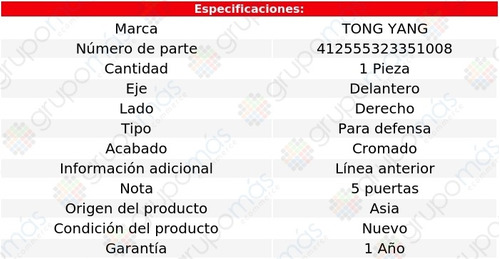 Moldura Defensa Del Der Crom Tong Yang Para Kia Sportage 16 Foto 2