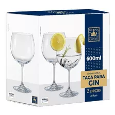 Jogo 2 Taças Vidro Crystal Titânio Bohemia Anna Gin 600 Ml Cor Transparente