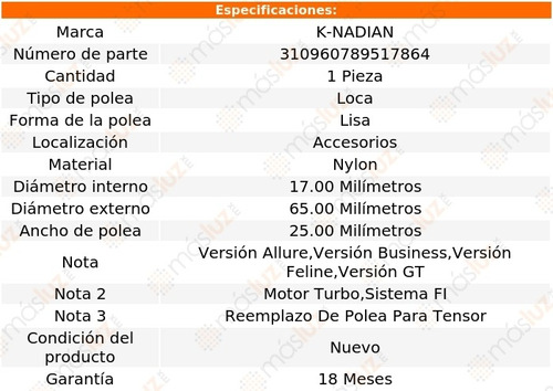 Polea Lisa Nylon Peugeot 308 L4 1.6l 16 K-nadian Foto 3