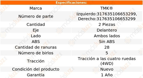 2- Mazas Delanteras Sin Abs Mariner 3.0l V6 2005/2007 Tmk Foto 2