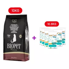 Alimento Biopet Gato Adulto 10kg + Piedras Michi Féliz 10kg