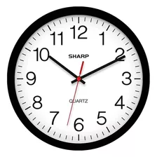 Reloj De Pared Sharp Negro, Silencioso, No Hace Tictac, 14 P