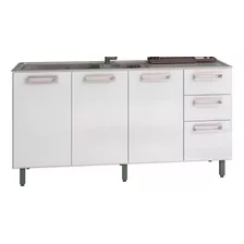 Bajo Mesada Cocina Aparador Alacena 150 Cm Largo Estante Int Color Blanco