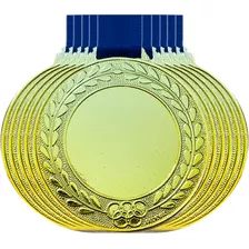 Kit 60 Medalhas Personalizáveis Grande Centro Liso Ø55mm Cor Ouro