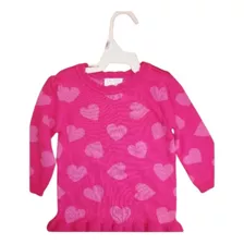 Remera Buzo Tejido Hilo Manga Larga Corazones Bebés Invierno